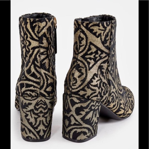 JustFab Black & Gold Faux Suede Ankle boots. Worn once. - Picture 4 of 6